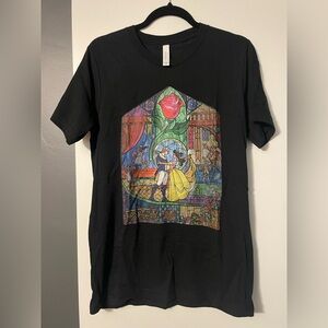 Belle Beauty and the Beast Disney Colorful Stained Glass design black, women Med